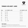 Size chart for REVIT Tornado 4 H2O Jacket - Ladies